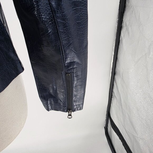 J. Society Womens Navy Faux Leather Moto Jacket Size S - Picture 12 of 16